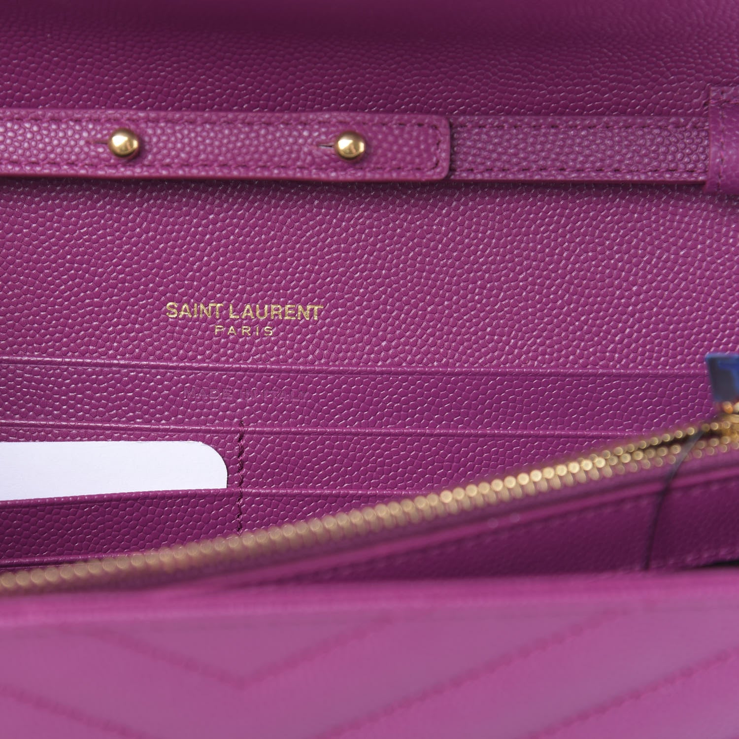 Saint Laurent Grain De Poudre Matelasse Chevron Monogram Chain Wallet Dark Grape 6 of 11
