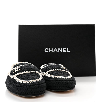 Chanel Crochet CC Mules 38.5 Black Ivory 12 of 12