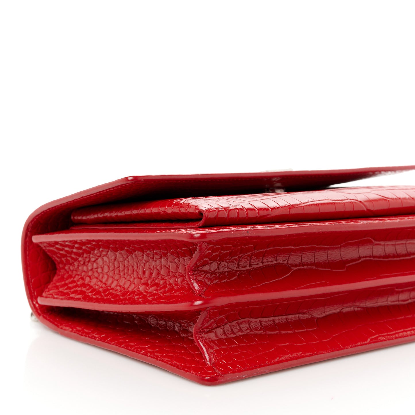 Calfskin Crocodile Embossed Medium Monogram Sunset Rouge Eros