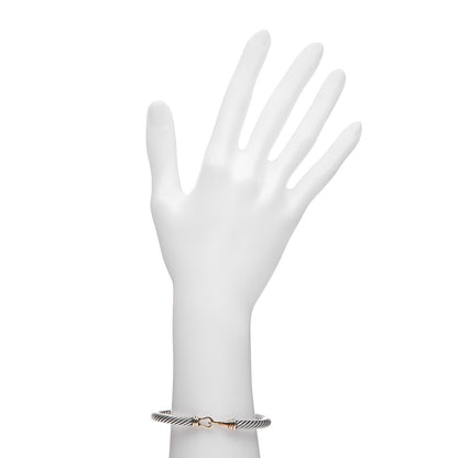 David Yurman Sterling Silver 14K Yellow Gold 5mm Cable Classic Buckle Bracelet 2 of 8