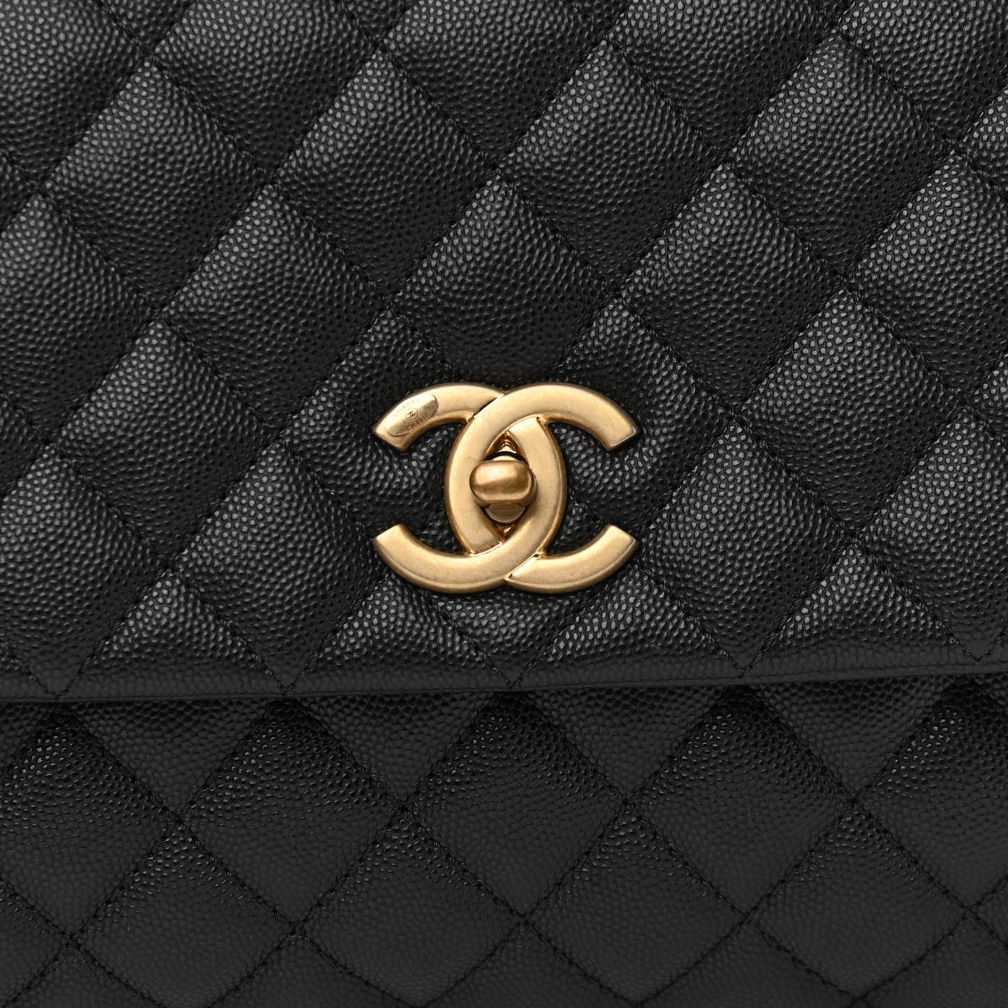 Caviar Quilted Small Coco Handle Flap Black