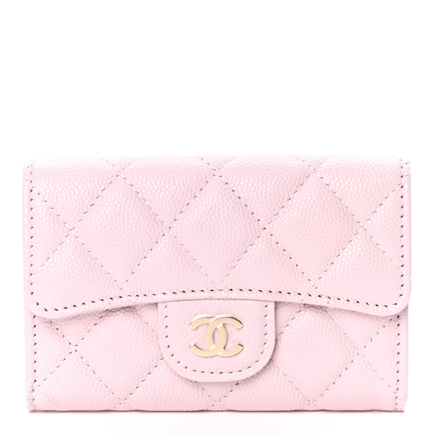 Chanel Caviar Quilted Flap Card Holder Wallet Light Pink 1 of 4