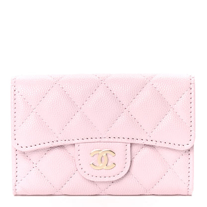 Chanel Caviar Quilted Flap Card Holder Wallet Light Pink 1 of 4