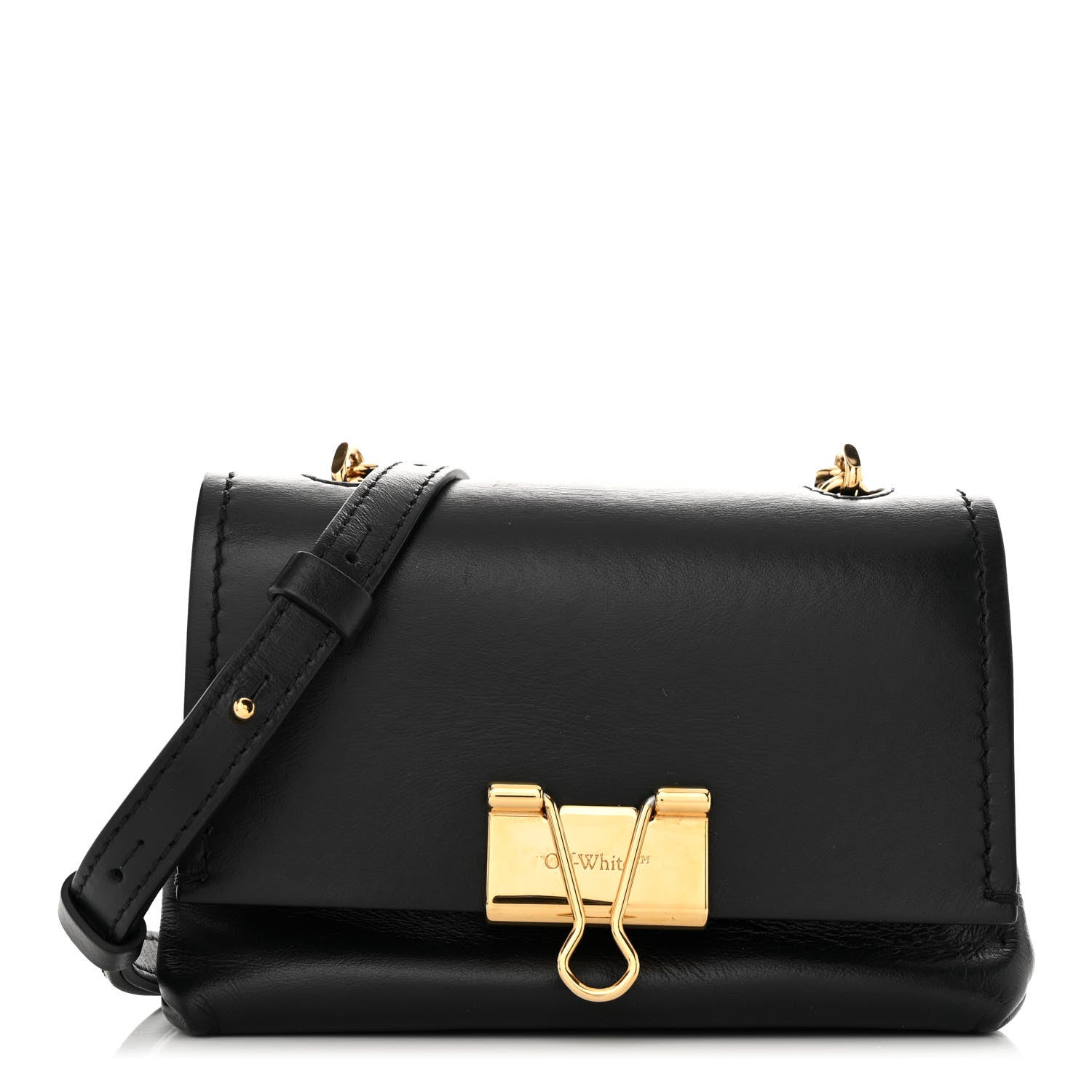 Off-White Calfskin Small Binder Clip Crossbody Black 1 of 10