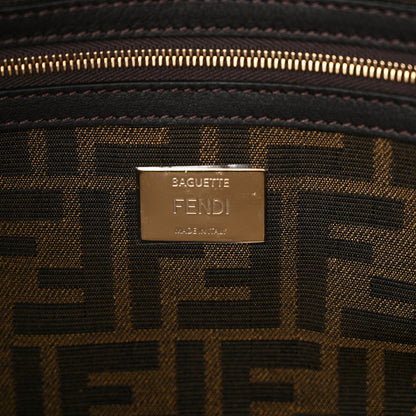 Fendi Fabric Jacquard FF 1974 Medium Baguette Tobacco Moro Black 6 of 9