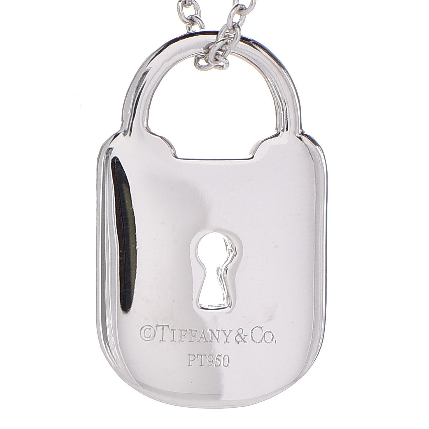 Platinum Diamond Small Vintage Lock Pendant Necklace