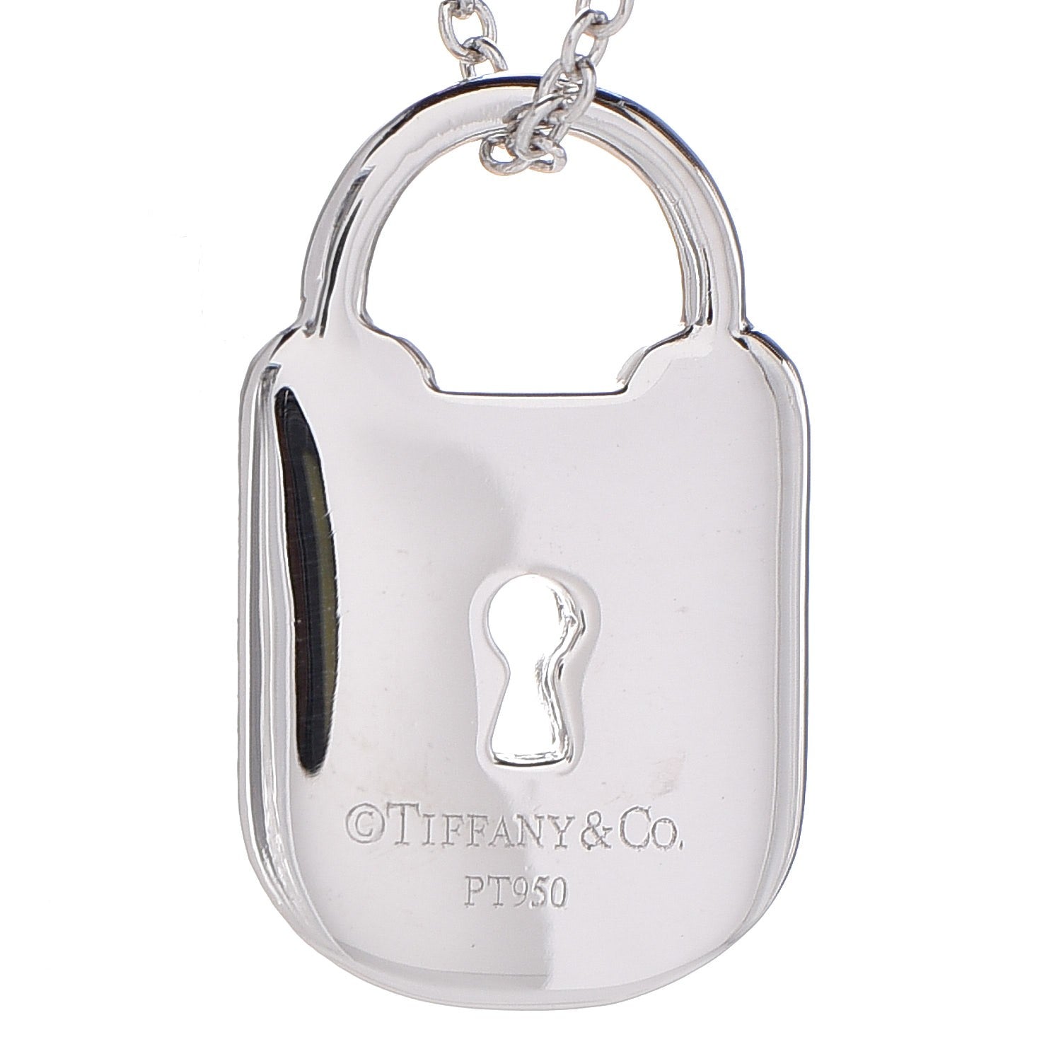 Tiffany Platinum Diamond Small Vintage Lock Pendant Necklace 5 of 7
