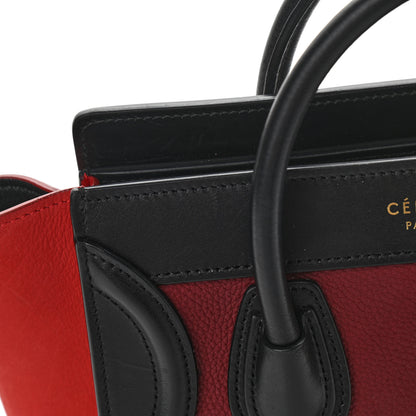 Celine Drummed Calfskin Nubuck Nano Tri-Color Luggage Burgundy 15 of 17