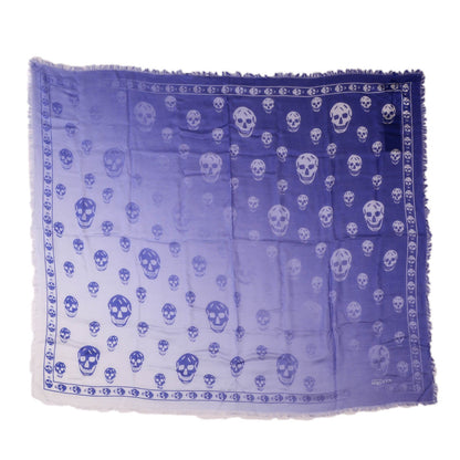 Alexander McQueen Modal Silk Degrade Skull Scarf Royal Blue White 3 of 7