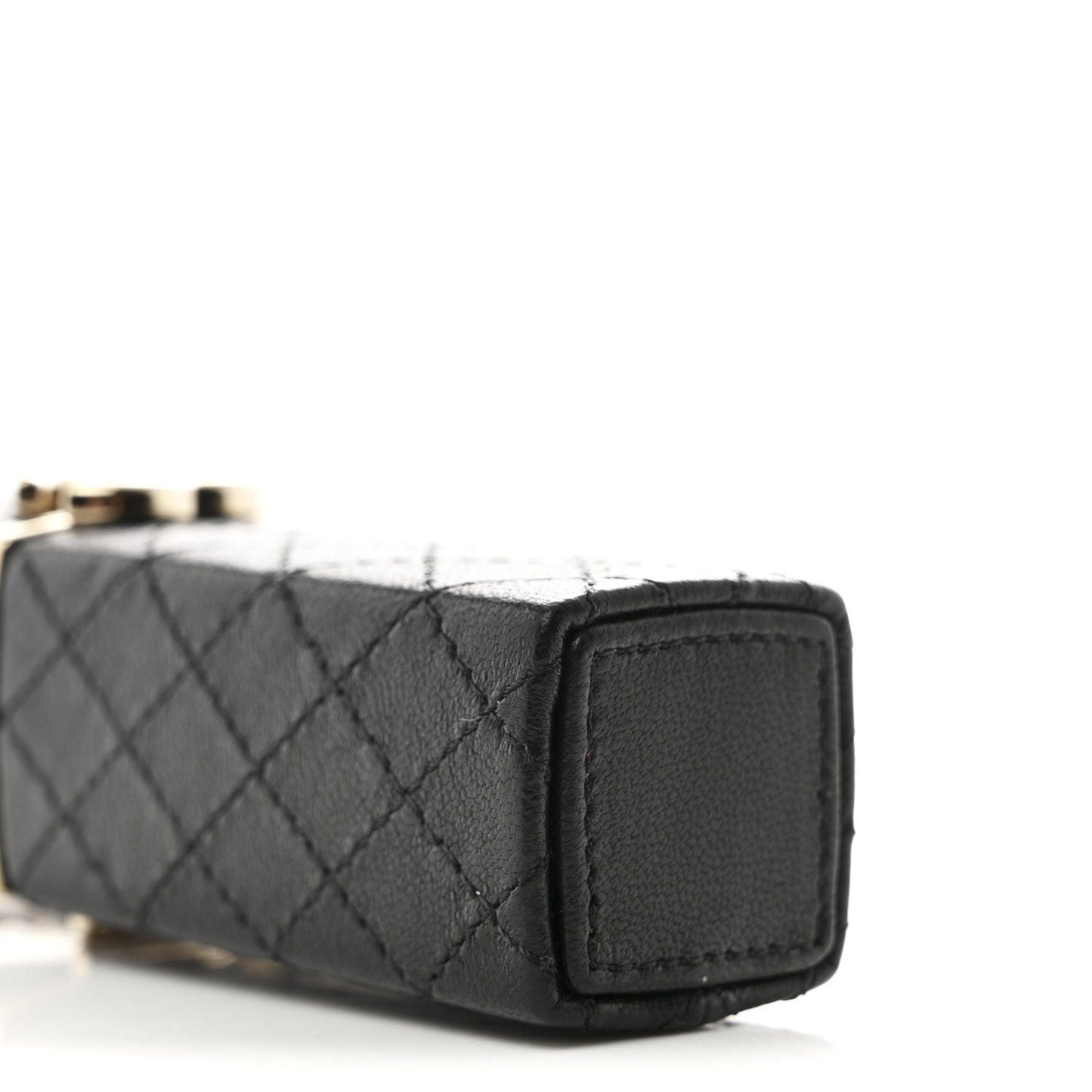 Caviar Stitched Lipstick Case On Chain Black Burgundy