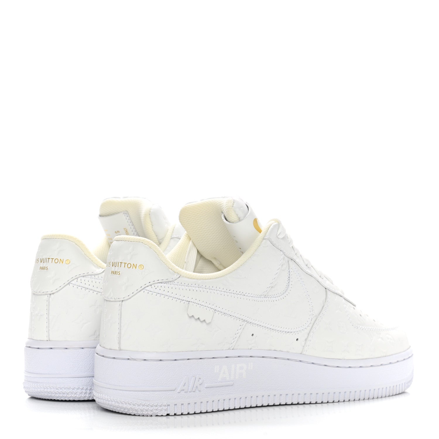Louis Vuitton X NIKE AIR FORCE 1 Calfskin Monogram Mens Low Top Sneakers 7 White 4 of 10