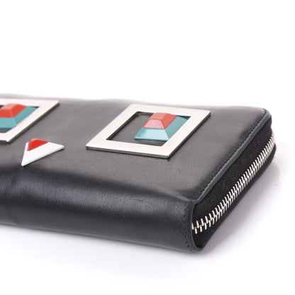 Fendi Vitello Century Hypnoteyes Zip Around Wallet Black 6 of 8