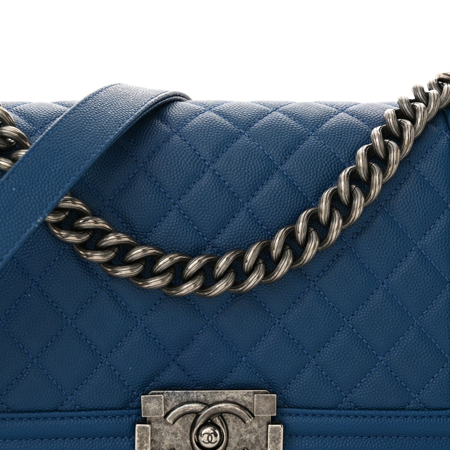 Caviar Quilted Medium Boy Flap Blue