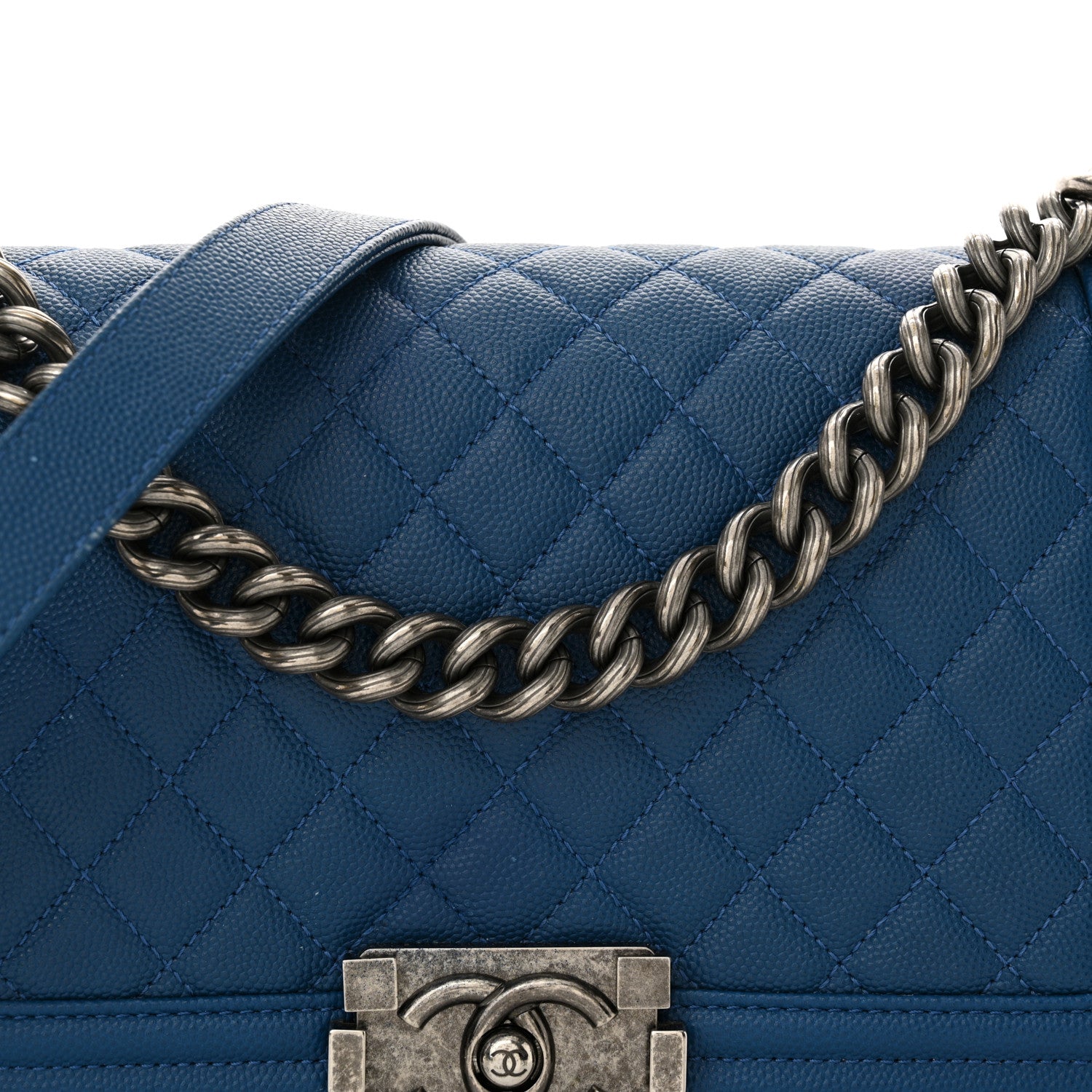 Chanel Caviar Quilted Medium Boy Flap Blue 8 of 14