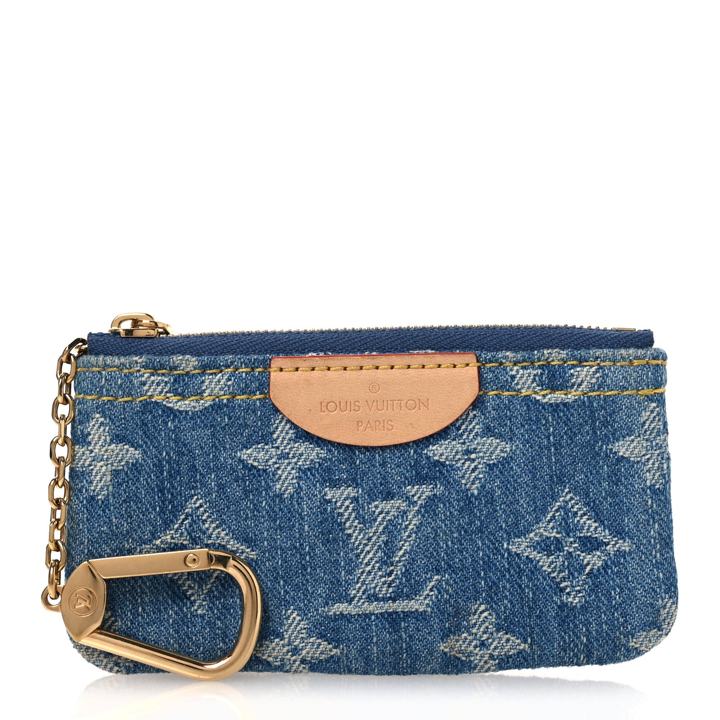 Monogram Denim Key Pouch Denim Blue