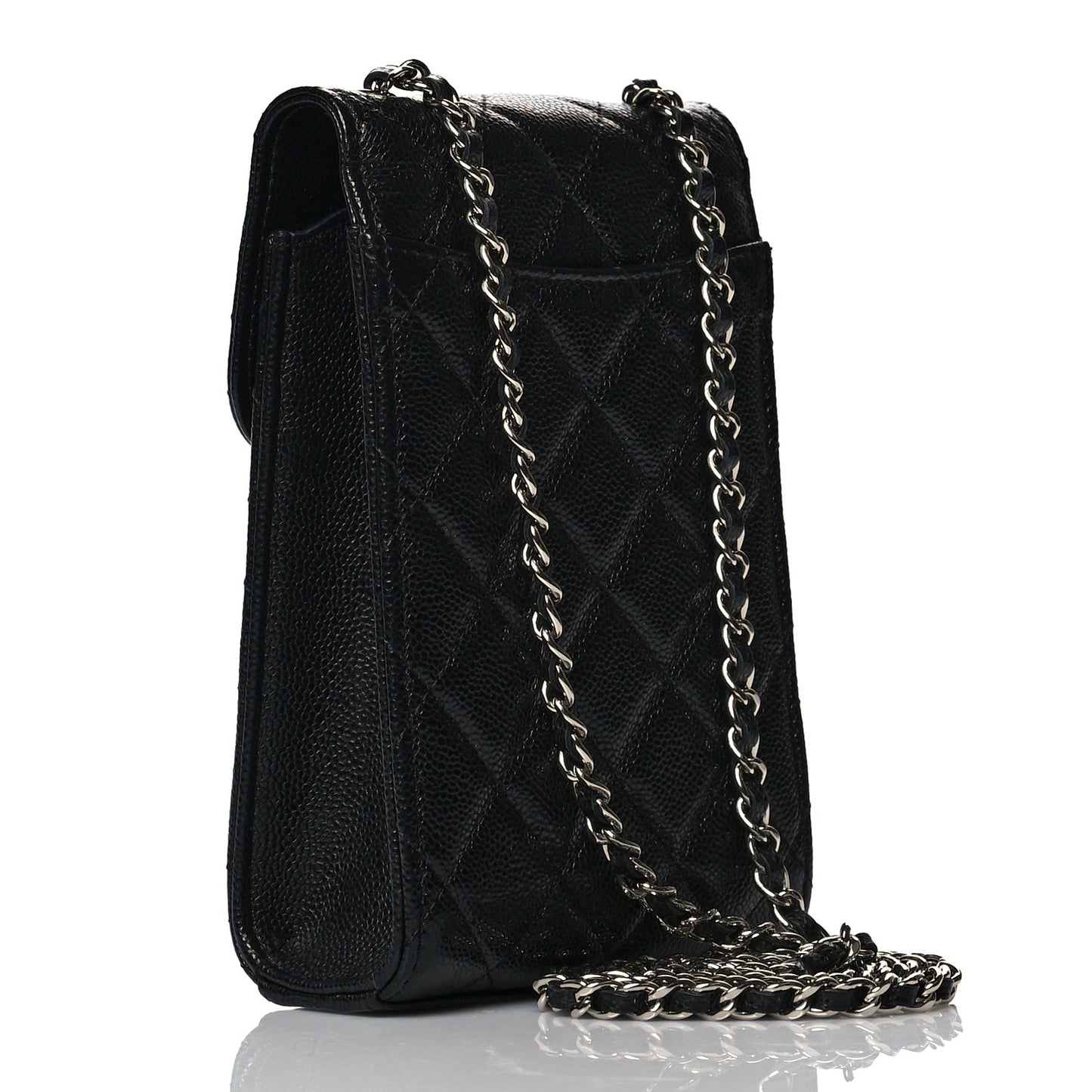 Caviar Quilted Classic Phone Holder Black