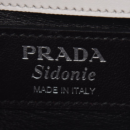 Prada City Calfskin Sidonie Shoulder Bag White Black 8 of 8