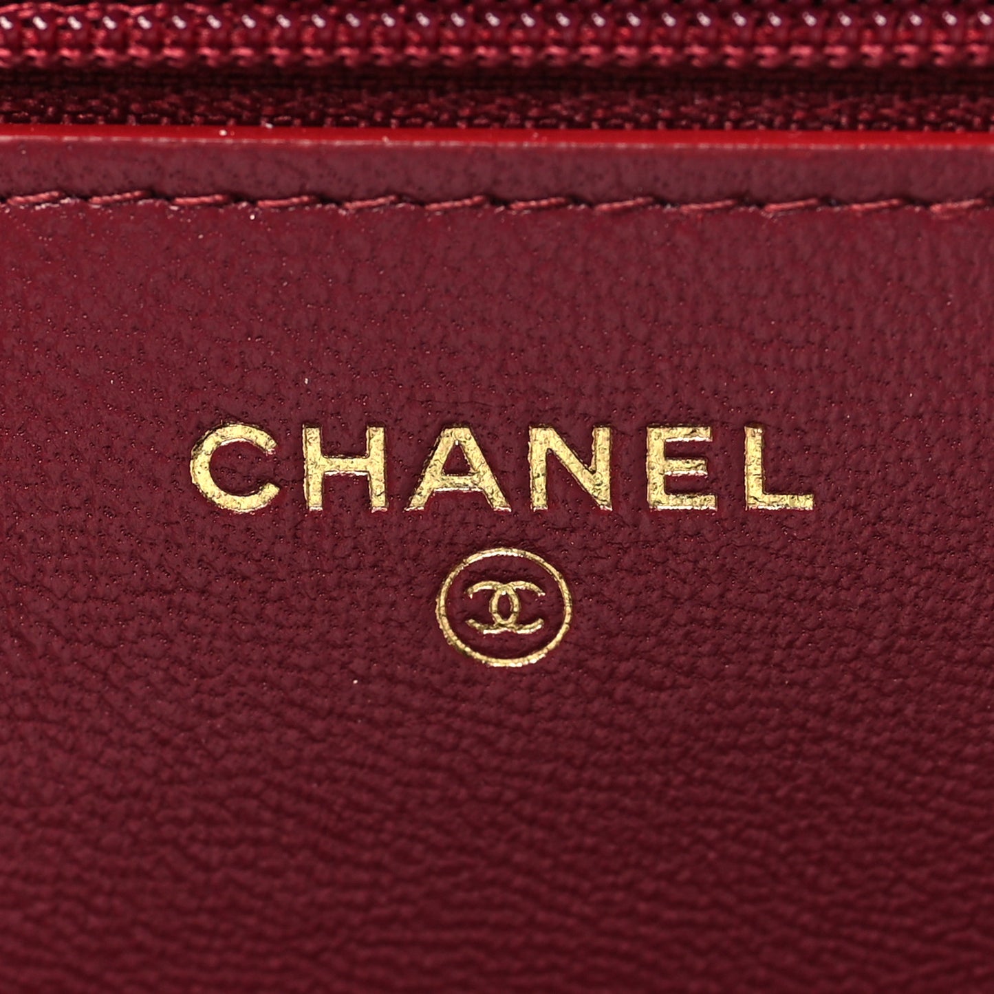 Lambskin Quilted Chanel 19 Wallet On Chain WOC Burgundy