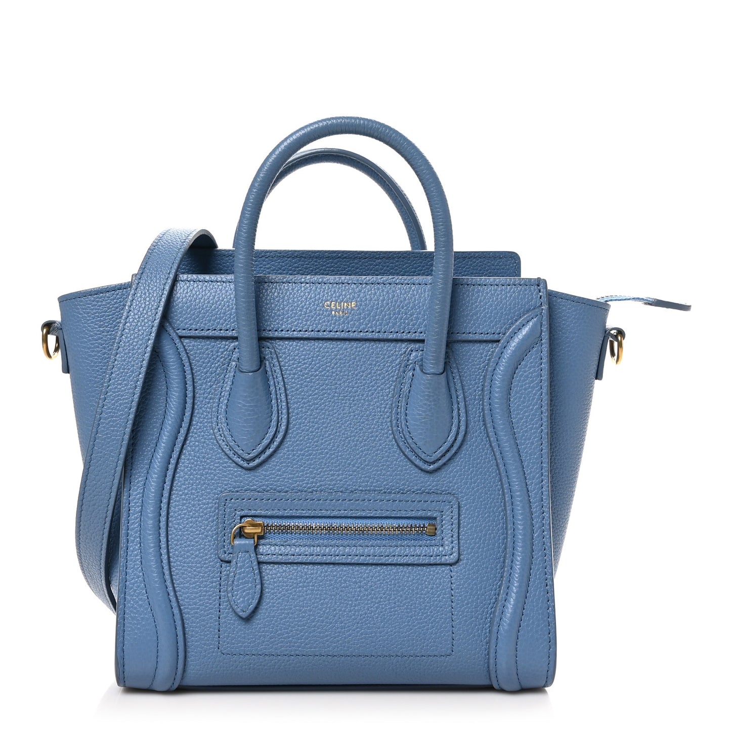 Drummed Calfskin Nano Luggage Azure