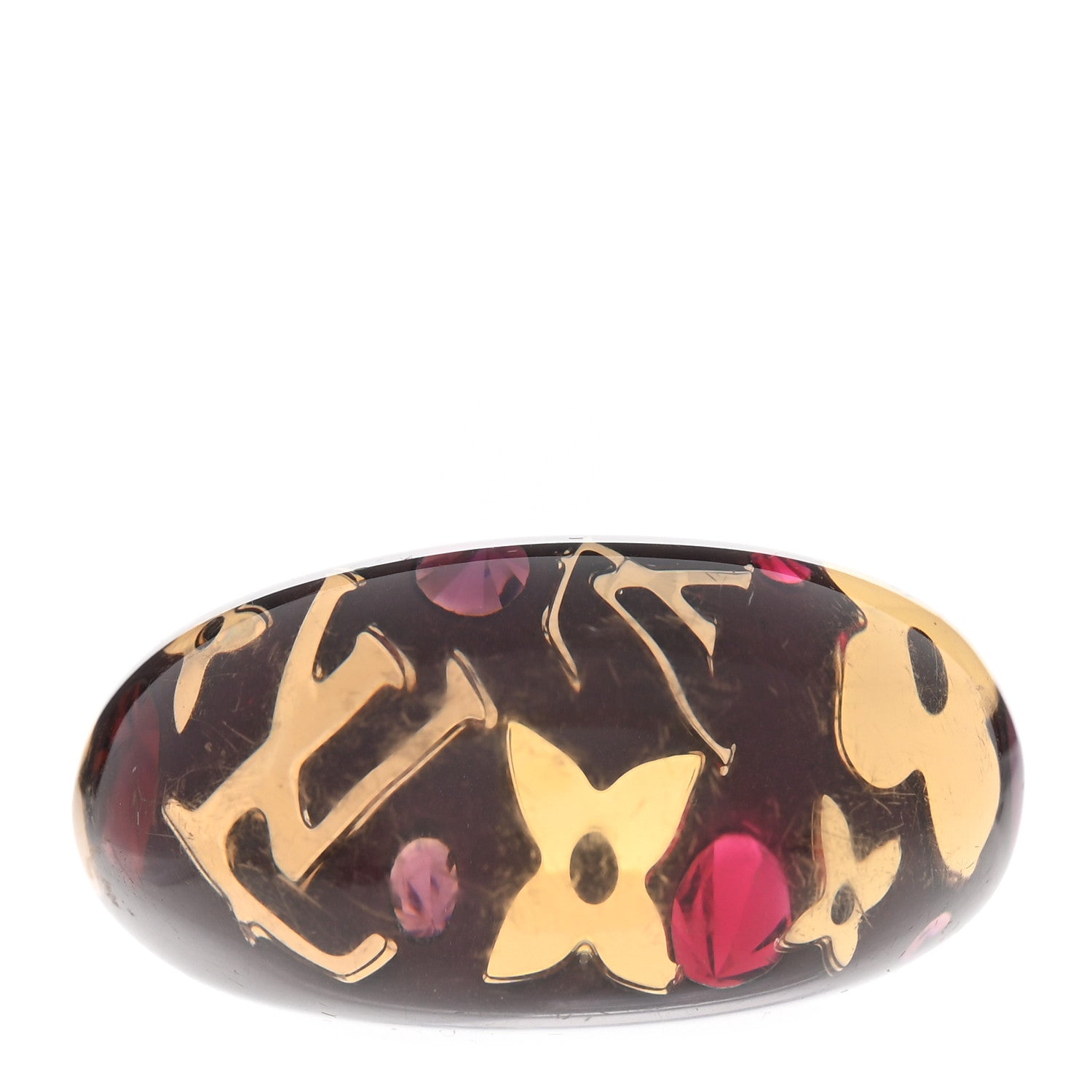 Louis Vuitton Resin Swarovski Crystal Inclusion Ring M Brown 6.5 1 of 7