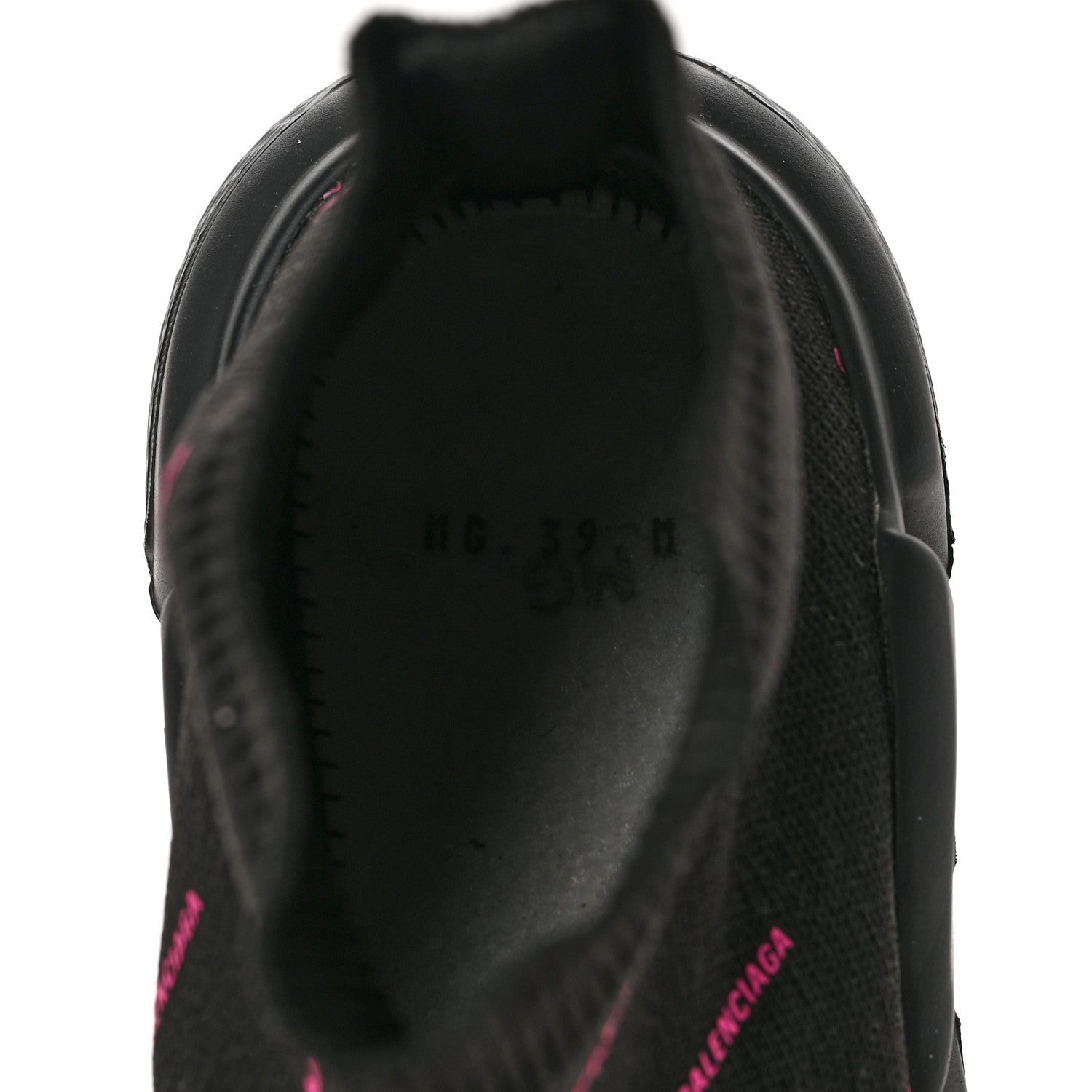 Balenciaga Neoprene Knit Allover Logo Womens Speed Sneakers 39 Black Fuchsia 7 of 8