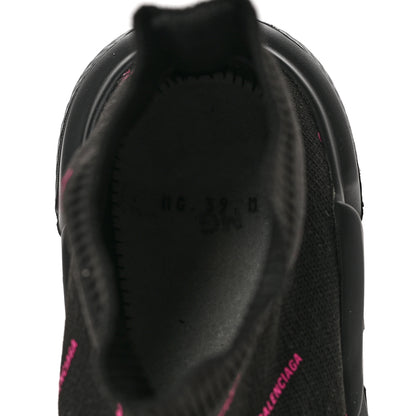 Balenciaga Neoprene Knit Allover Logo Womens Speed Sneakers 39 Black Fuchsia 7 of 8