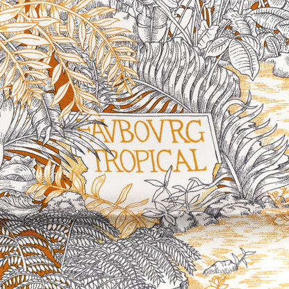 Hermes Silk Faubourg Tropical Scarf 90 Sepia White Caramel 5 of 14