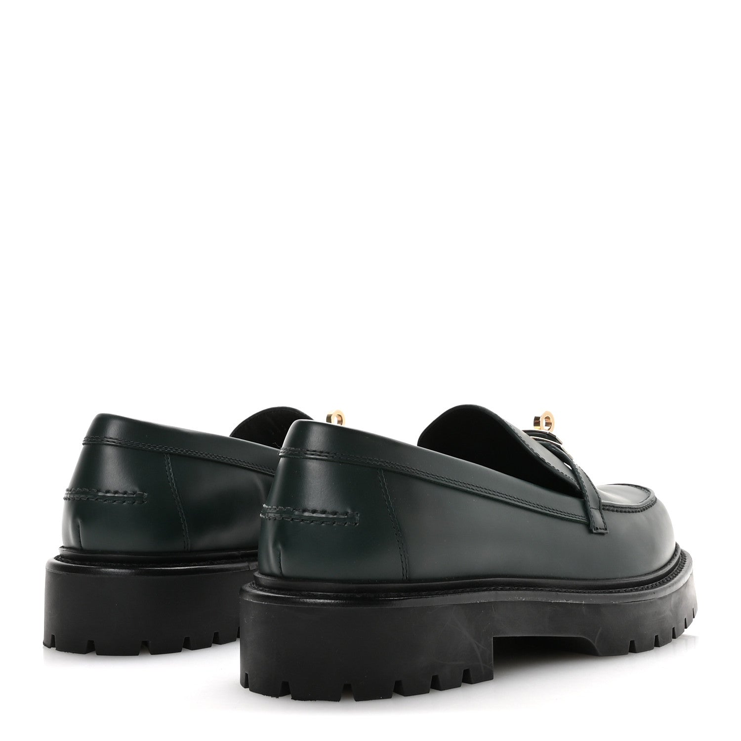 Hermes Glazed Calfskin Womens Icone Loafers 40 Vert Bouteille 5 of 9