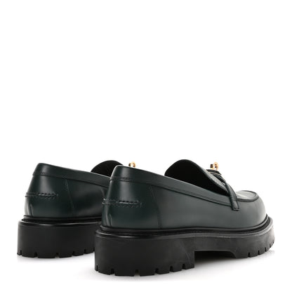Hermes Glazed Calfskin Womens Icone Loafers 40 Vert Bouteille 5 of 9