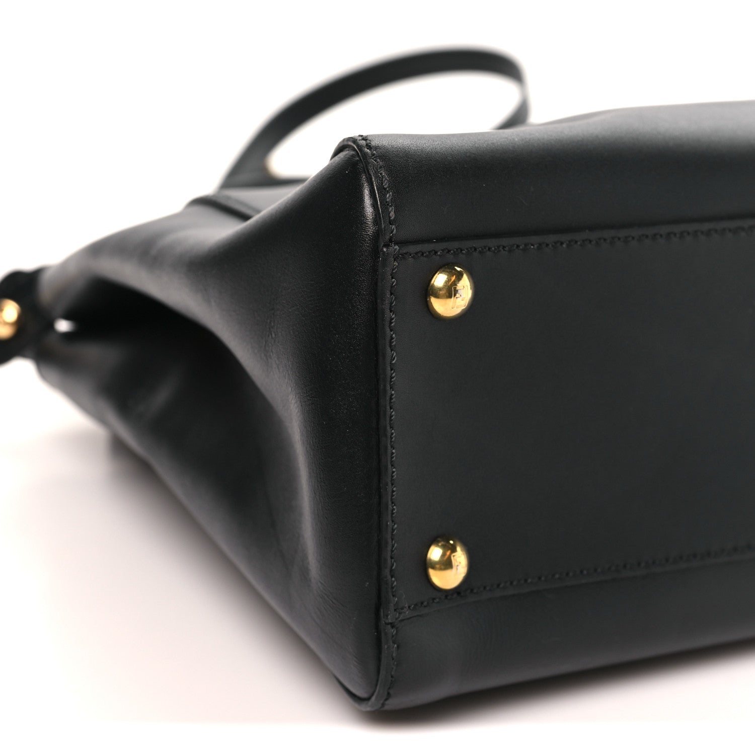 Fendi Vitello Morgan Shiny Nappa Medium Peekaboo Iconic Satchel Black Rosa Plaster 9 of 10