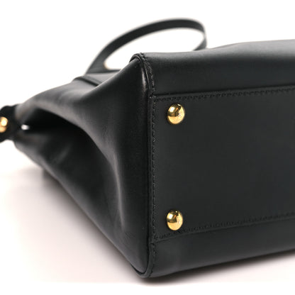 Fendi Vitello Morgan Shiny Nappa Medium Peekaboo Iconic Satchel Black Rosa Plaster 9 of 10