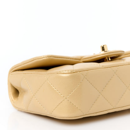 Chanel Metallic Lambskin Resin Quilted Top Handle Mini Flap Gold 10 of 11