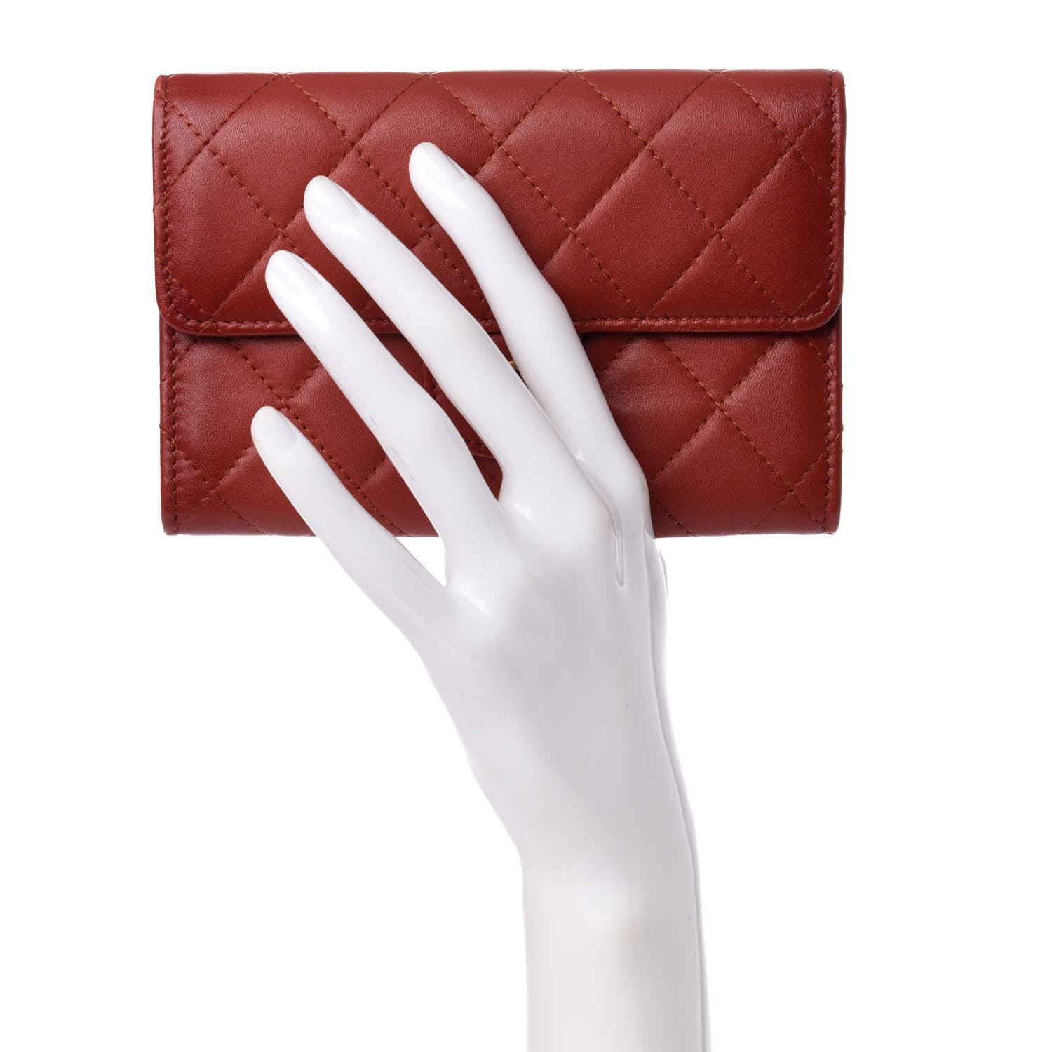 Chanel Lambskin Quilted Small Flap Wallet Red 9 of 9