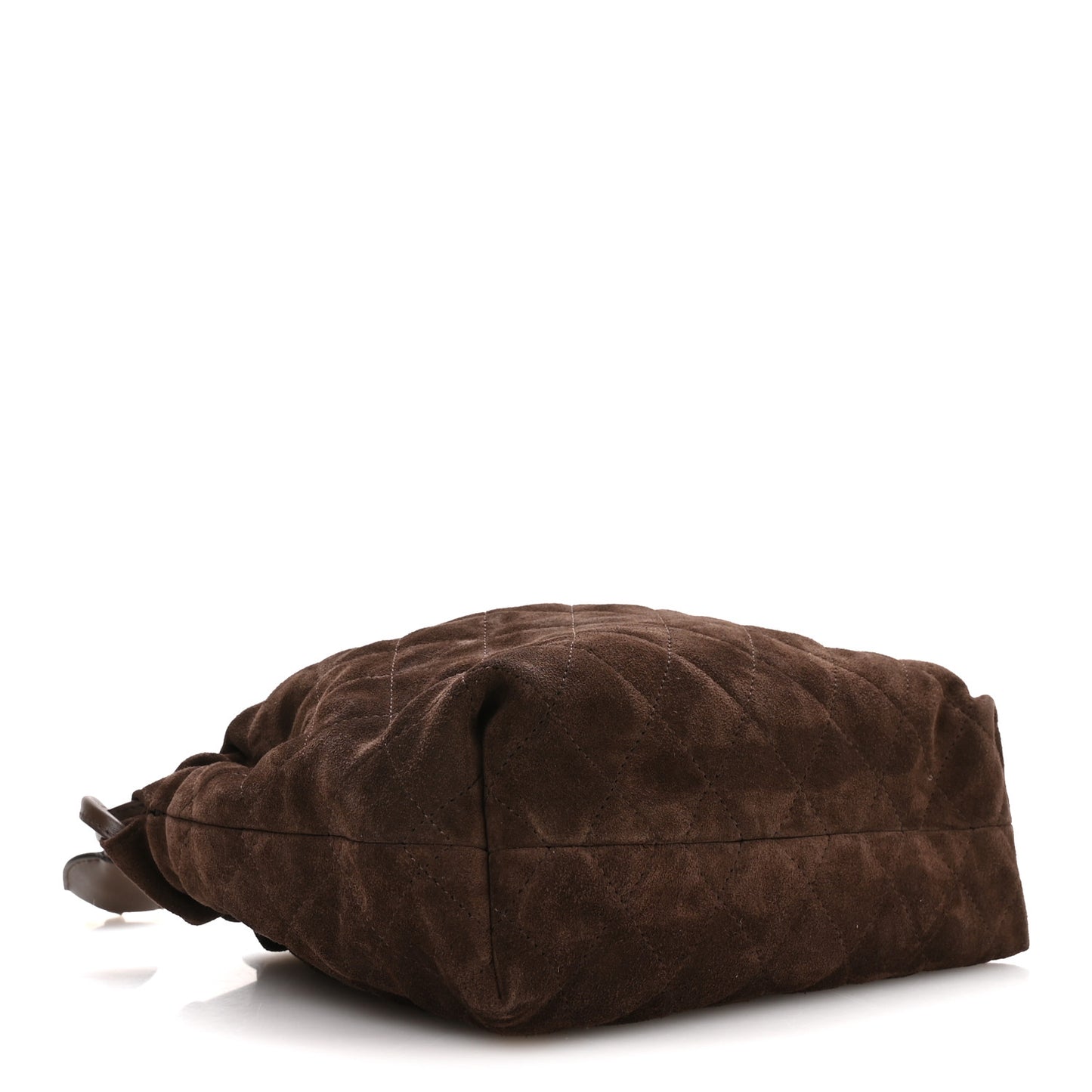 Suede Quilted Drawstring Clutch With Strap Brown