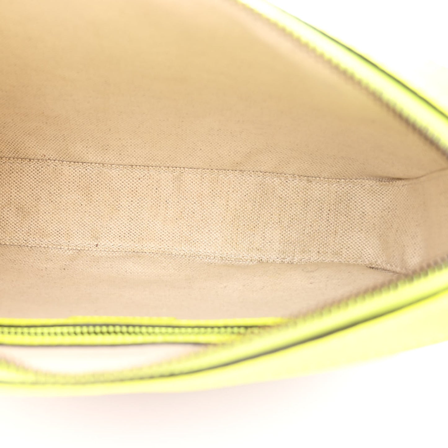 GG Supreme Monogram Textured Dollar Calfskin Web Ophidia Wristlet Shoulder Bag Beige Ebony Fluo Yellow