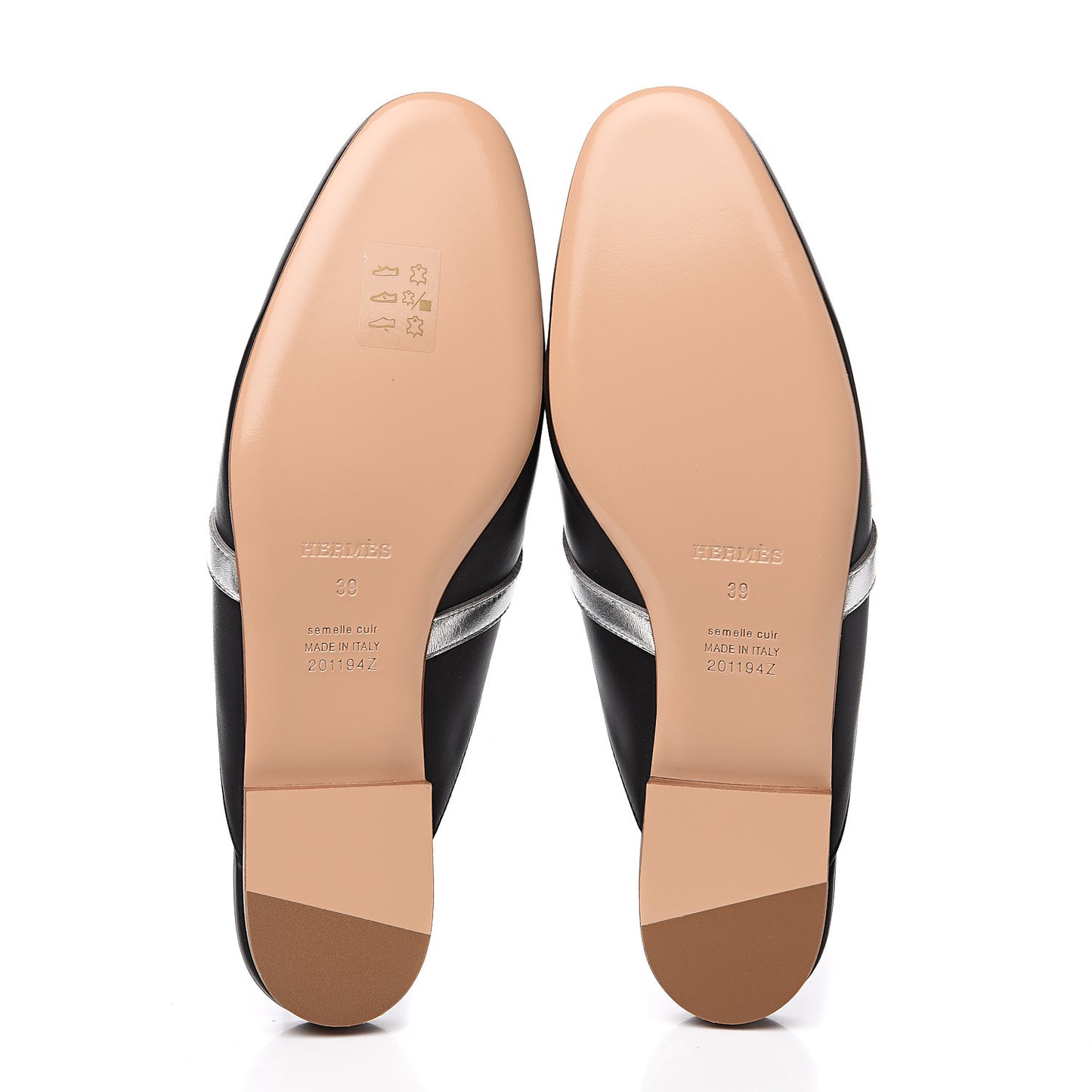 Calfskin Nappa Oz Mules 39 Naturel Black Multicolore
