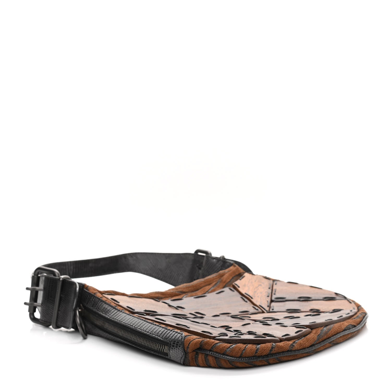 Fendi Lizard Wood Patchwork Oyster Brown 4 of 14