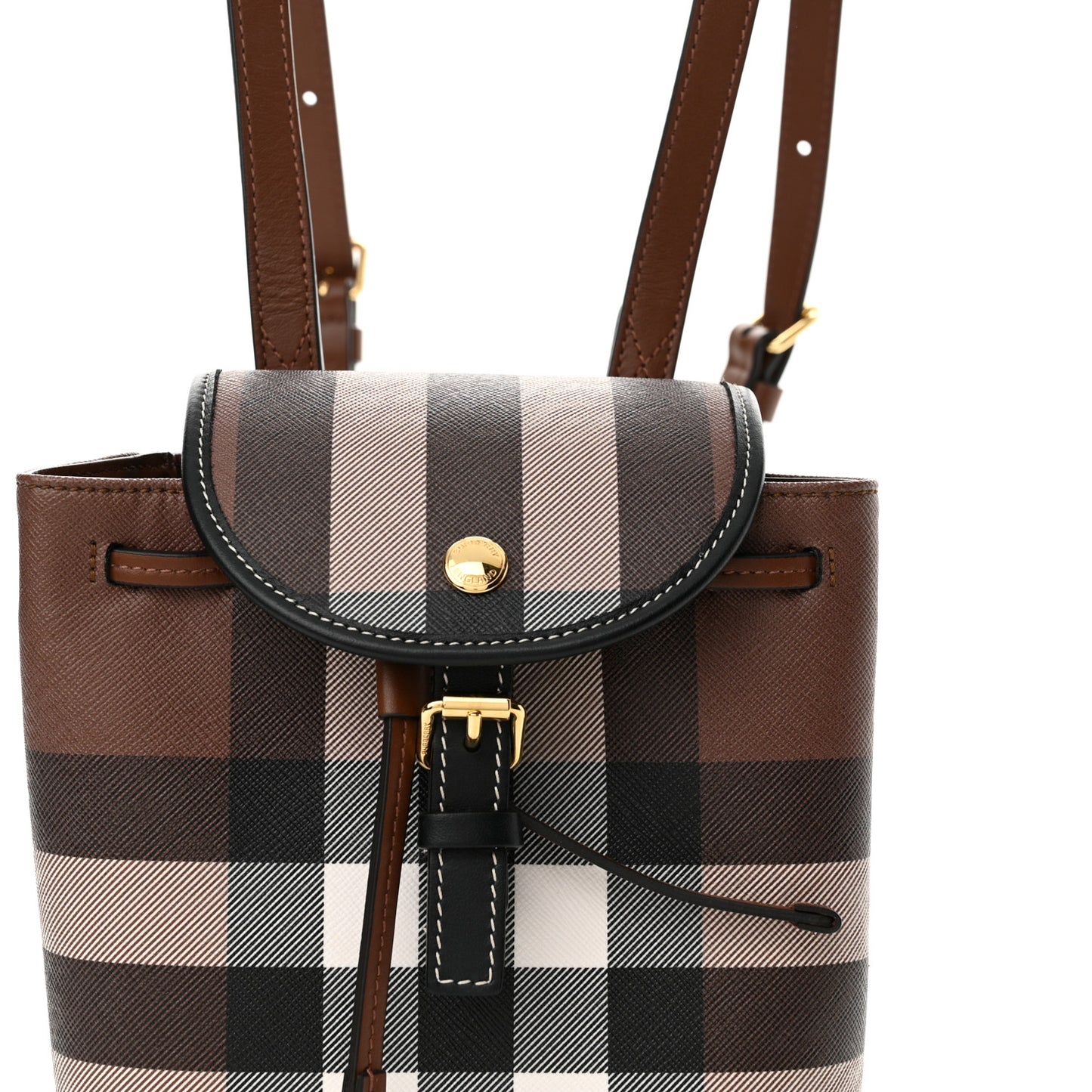 House Check Canvas Calfskin Micro Backpack Dark Birch Brown