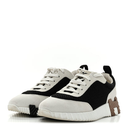 Hermes Air Mesh Suede Goatskin Bouncing Sneakers 35.5 Black White 4 of 9