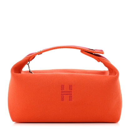 Hermes Canvas Small Bride-A-Brac Pouch Orange Burgundy 1 of 6