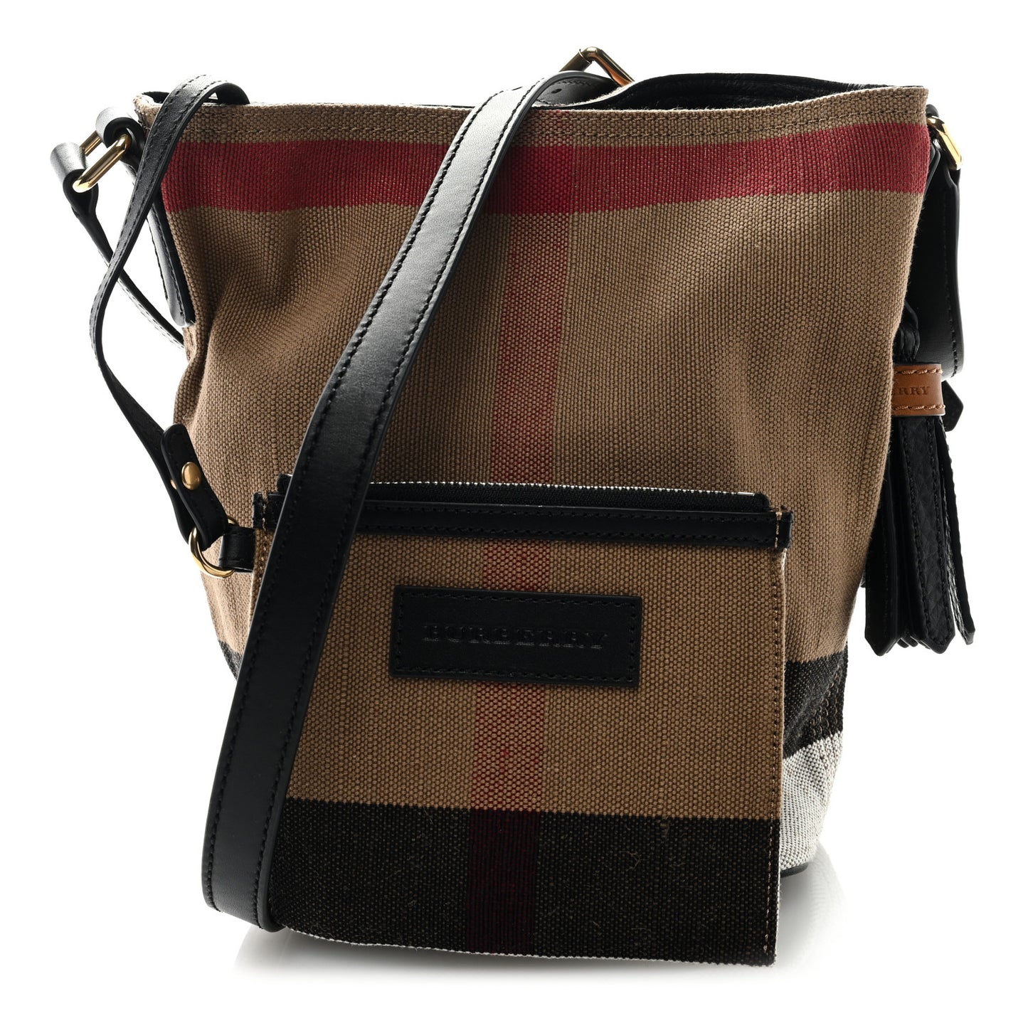 Canvas Mega Check Mini Ashby Tassel Crossbody Black