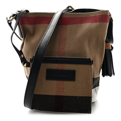 Burberry Canvas Mega Check Mini Ashby Tassel Crossbody Black 1 of 9