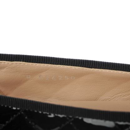 Chanel Patent Quilted Cap Toe Ballerina Flats 37 Black 8 of 9