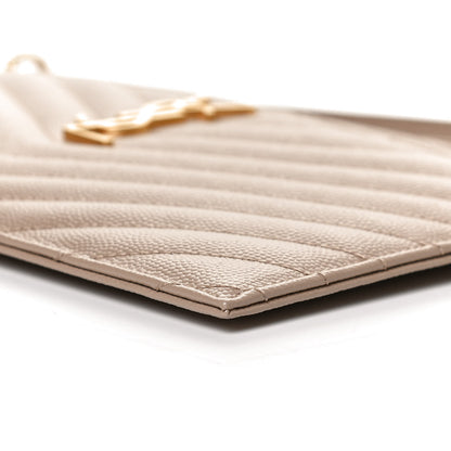 Saint Laurent Grain De Poudre Chevron Monogram Large Bill Pouch Cork 9 of 11