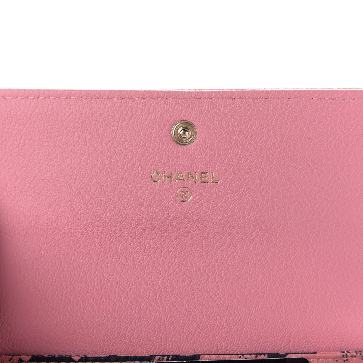 Chanel Goatskin Camellia CC Flap Card Holder Pink Black 5 of 8