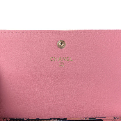 Chanel Goatskin Camellia CC Flap Card Holder Pink Black 5 of 8