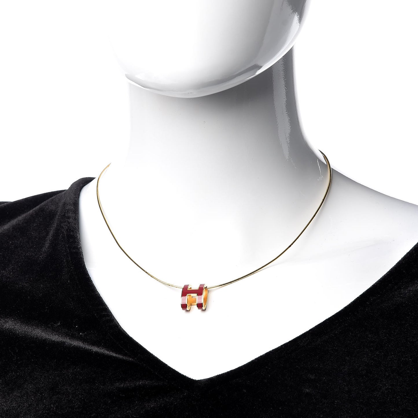 Lacquered Gold Pop H Pendant Necklace Plume