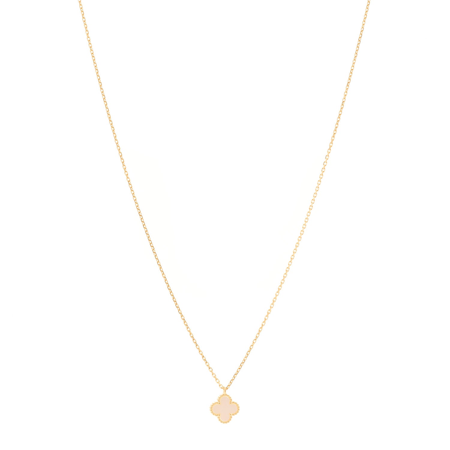 Van Cleef & Arpels 18K Yellow Gold Mother of Pearl Sweet Alhambra Pendant Necklace 1 of 6