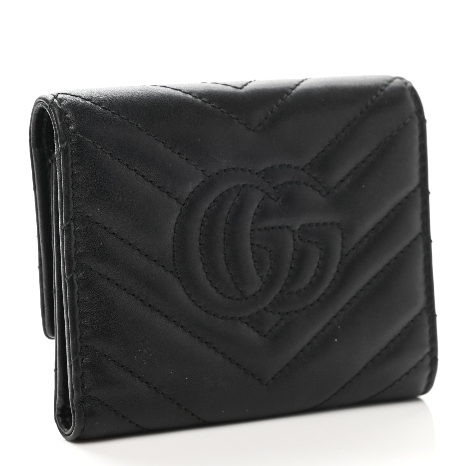 Gucci Calfskin Matelasse GG Marmont Wallet Black 3 of 9