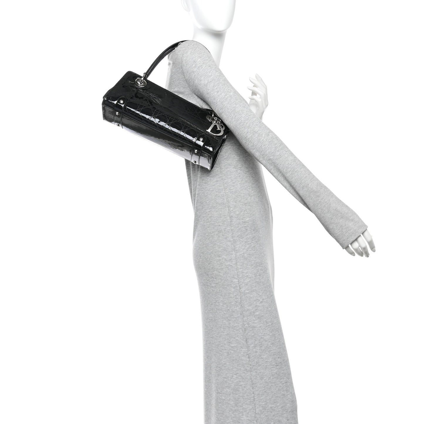 Patent Cannage Stitched East West Lady Dior Black